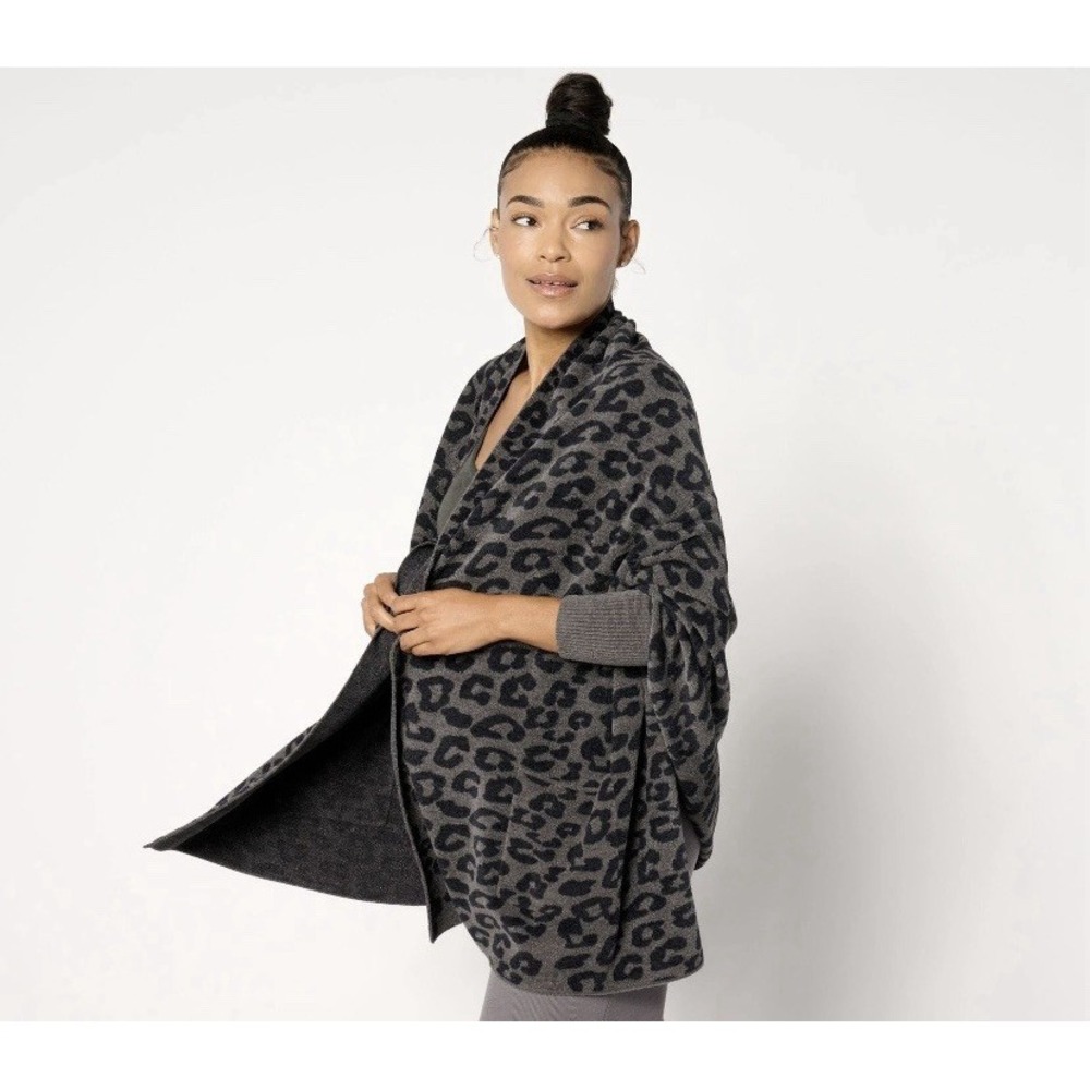 Barefoot Dreams CozyChic Ultra Lite Leopard Print Cocoon Cardigan Shawl S/M